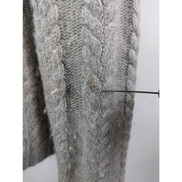 Kenar Womens Medium Cardigan Cable Knit Sweater Angora Rabbit Hair Light Gray - Picture 8 of 12